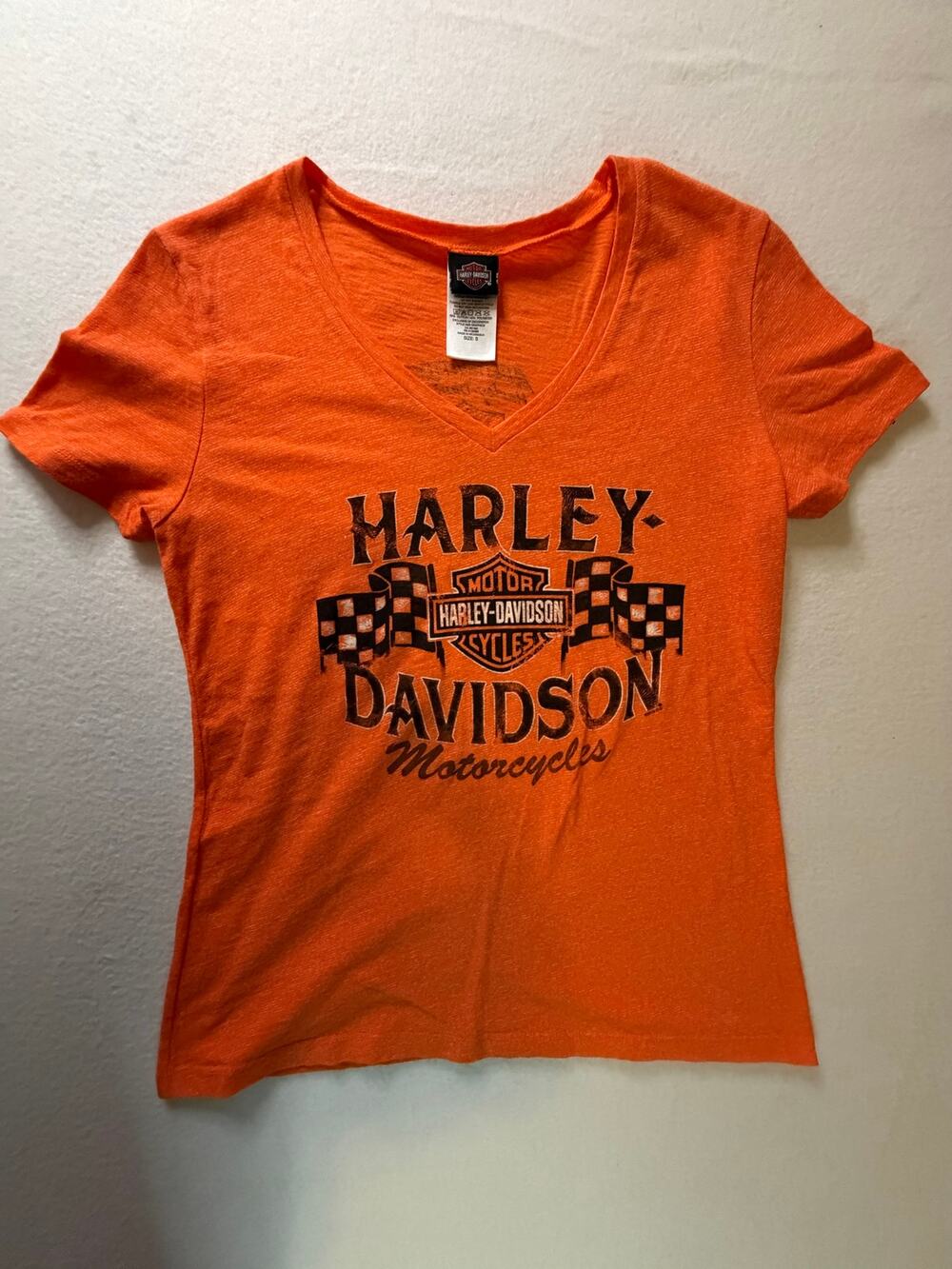Harley-Davidson Women’s Orange V-Neck T-Shirt Abernathy’s Union City TN Small